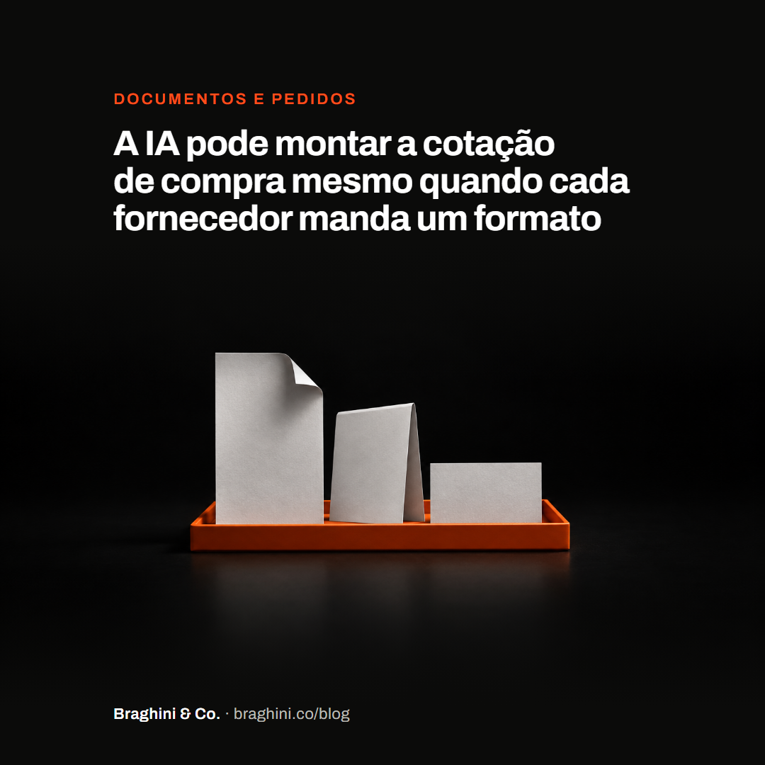 A IA pode montar a cotação de compra mesmo quando cada fornecedor manda um formato