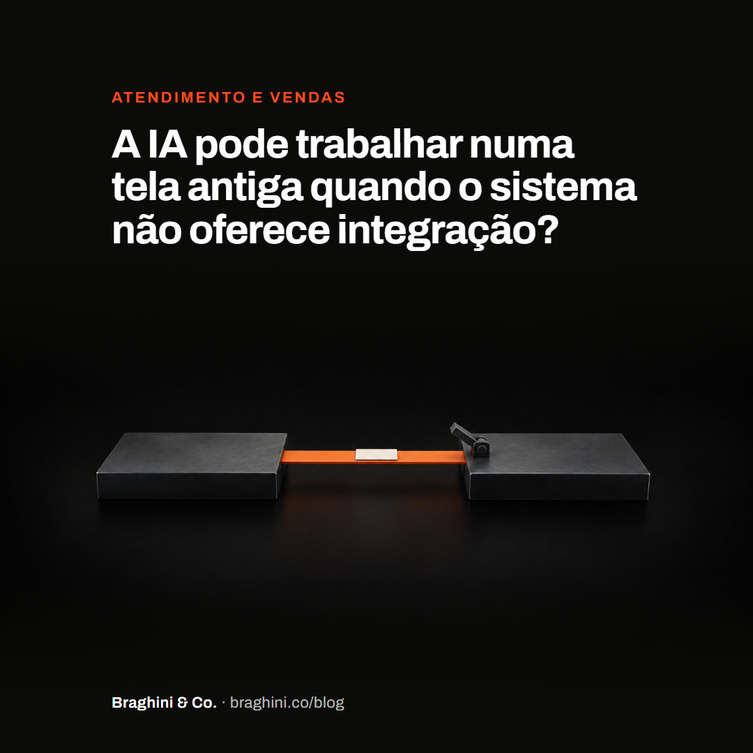A IA pode trabalhar numa tela antiga quando o sistema não oferece integração?